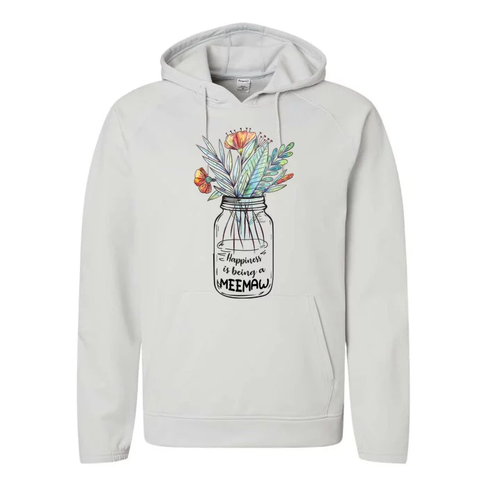 Happiness Is Being A Meemaw Floral Performance Fleece Hoodie