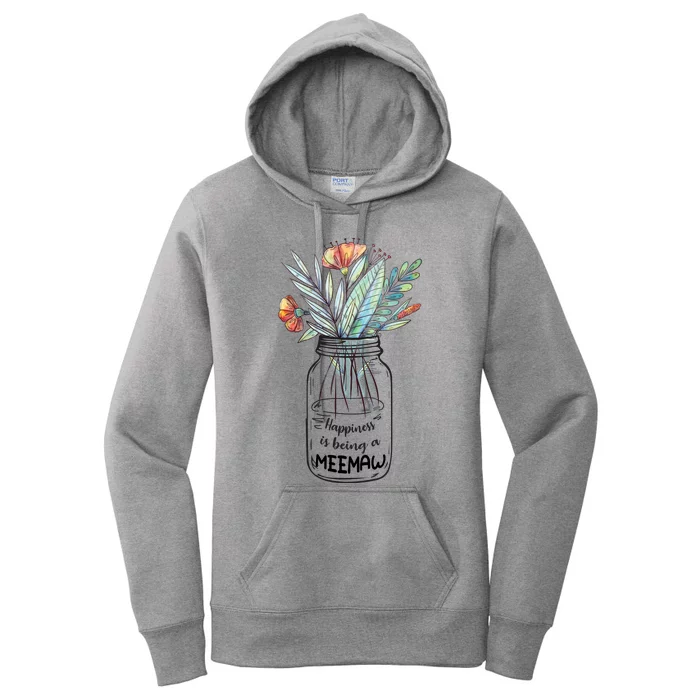 Happiness Is Being A Meemaw Floral Women's Pullover Hoodie