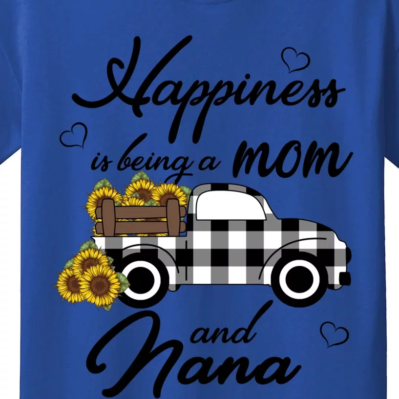 Happiness Is Being A Mom And Nana Cute Sunflower Grandma Gift Kids T-Shirt