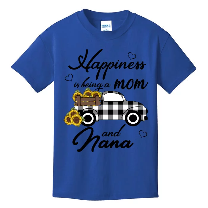 Happiness Is Being A Mom And Nana Cute Sunflower Grandma Gift Kids T-Shirt