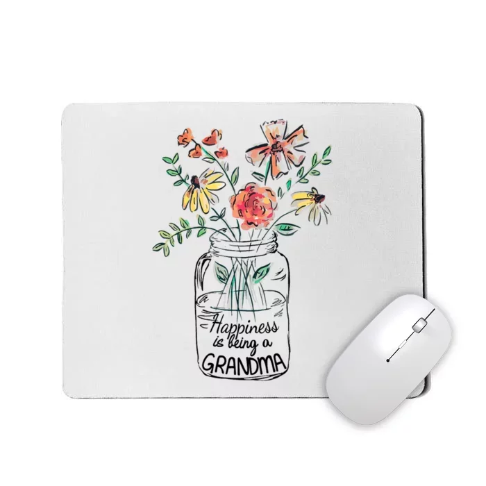 Happiness Is Being Grandma Life Flower Artgrandma Mousepad