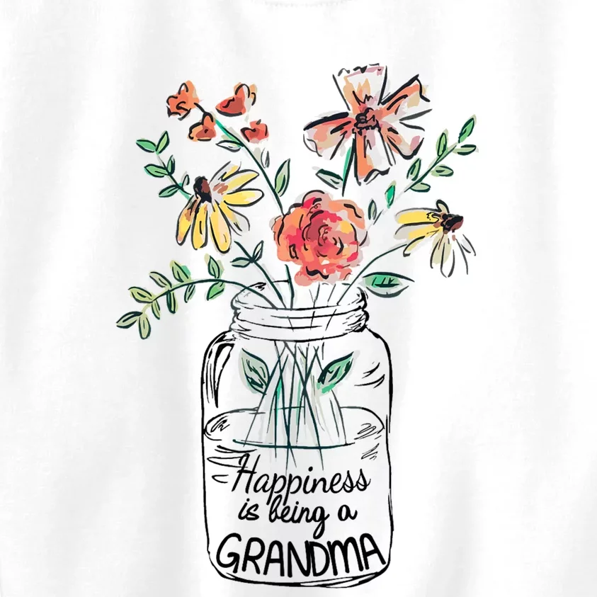 Happiness Is Being Grandma Life Flower Artgrandma Kids Sweatshirt