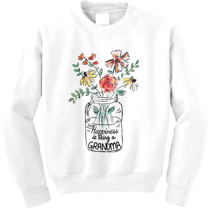 Happiness Is Being Grandma Life Flower Artgrandma Kids Sweatshirt