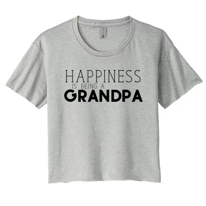 Happiness Is Being A Grandpa Papa Family Gift Women's Crop Top Tee