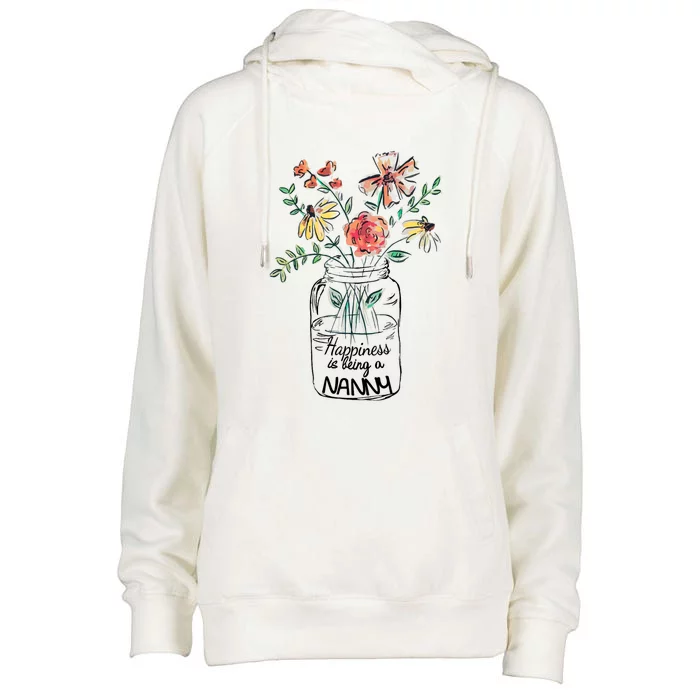 Happiness Is Being Nanny Life Flower Artgrandma Womens Funnel Neck Pullover Hood