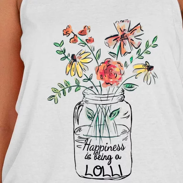 Happiness Is Being Lolli Life Flower Artgrandma Women's Knotted Racerback Tank