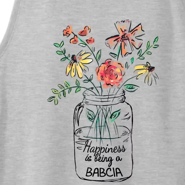 Happiness Is Being Babcia Life Flower Artgrandma Ladies Tri-Blend Wicking Tank