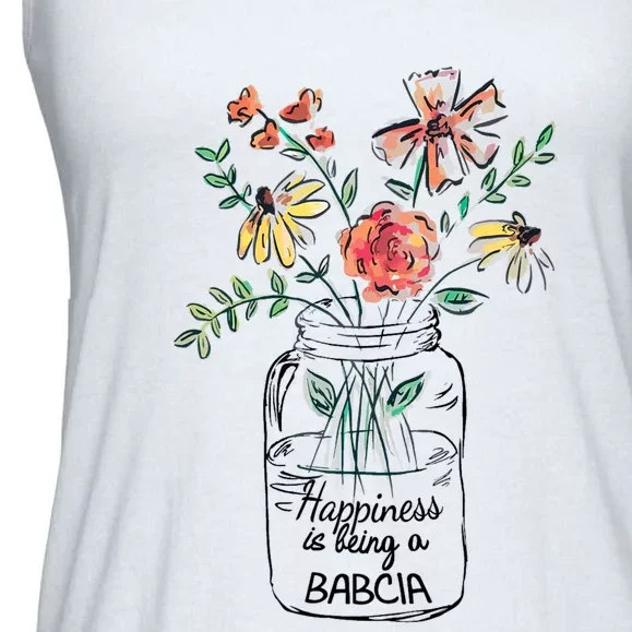 Happiness Is Being Babcia Life Flower Artgrandma Ladies Essential Flowy Tank