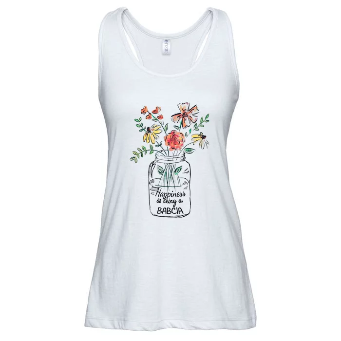 Happiness Is Being Babcia Life Flower Artgrandma Ladies Essential Flowy Tank