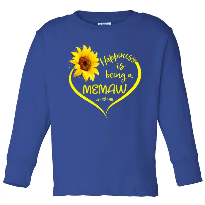 Happiness Is Being A Memaw Cute Sunflower Heart Memaw To Be Cute Gift Toddler Long Sleeve Shirt