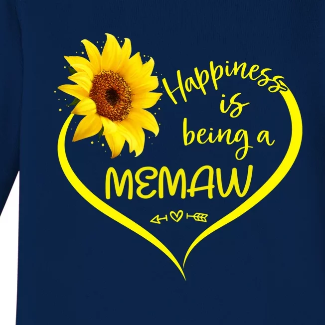 Happiness Is Being A Memaw Cute Sunflower Heart Memaw To Be Cute Gift Baby Long Sleeve Bodysuit