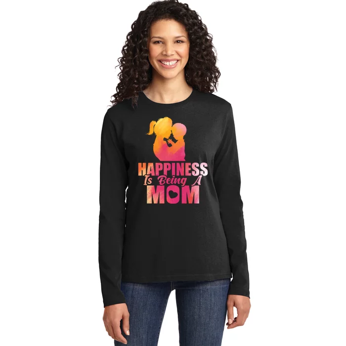 Happiness Is Being A Mom T Ladies Long Sleeve Shirt