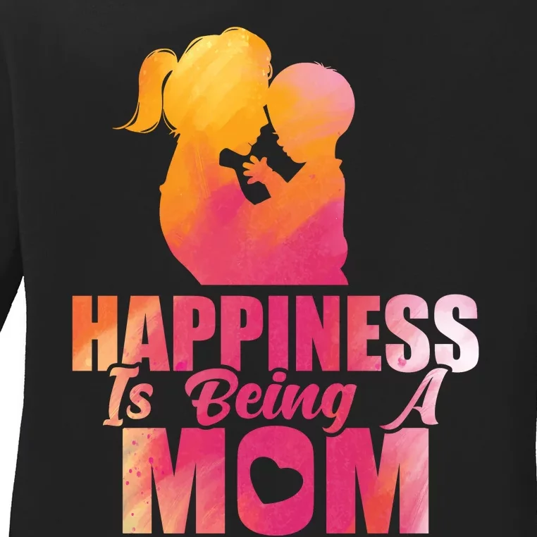 Happiness Is Being A Mom T Ladies Long Sleeve Shirt