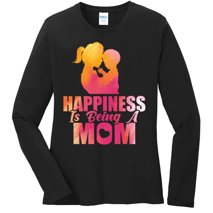 Happiness Is Being A Mom T Ladies Long Sleeve Shirt