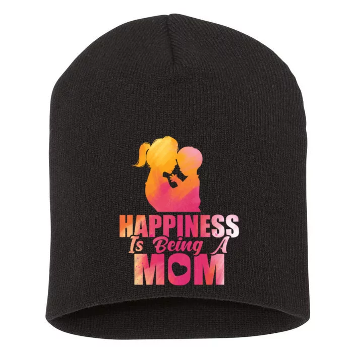 Happiness Is Being A Mom T Short Acrylic Beanie