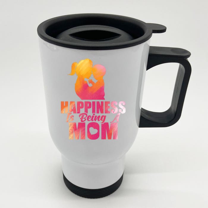 Happiness Is Being A Mom T Front & Back Stainless Steel Travel Mug