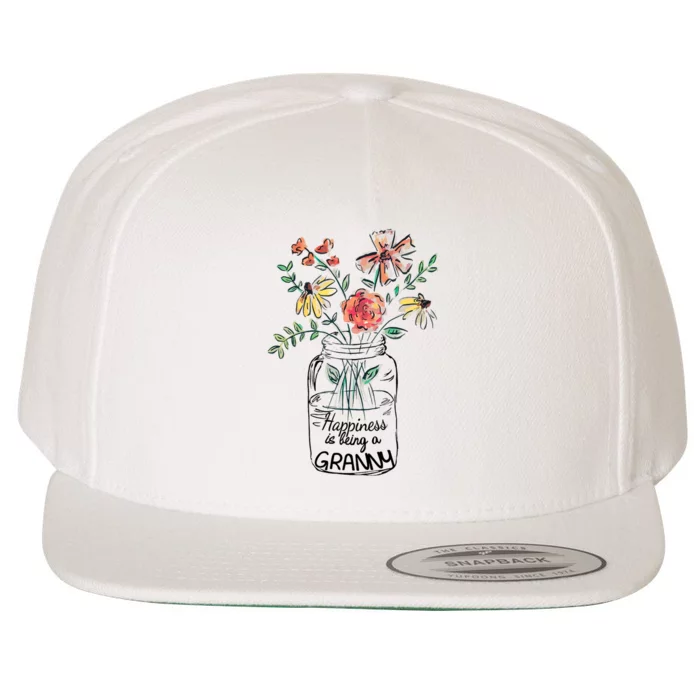 Happiness Is Being Granny Life Flower Artgrandma Wool Snapback Cap