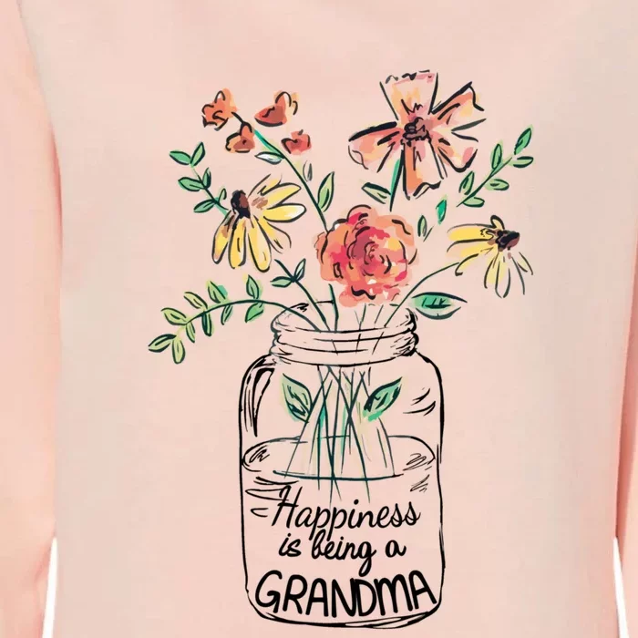 Happiness Is Being Grandma Life Flower Artgrandma Womens California Wash Sweatshirt