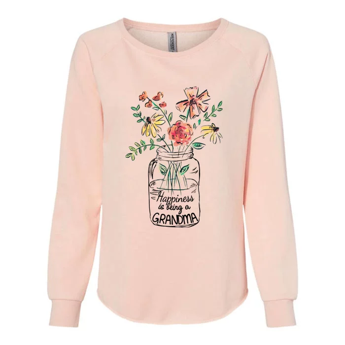 Happiness Is Being Grandma Life Flower Artgrandma Womens California Wash Sweatshirt