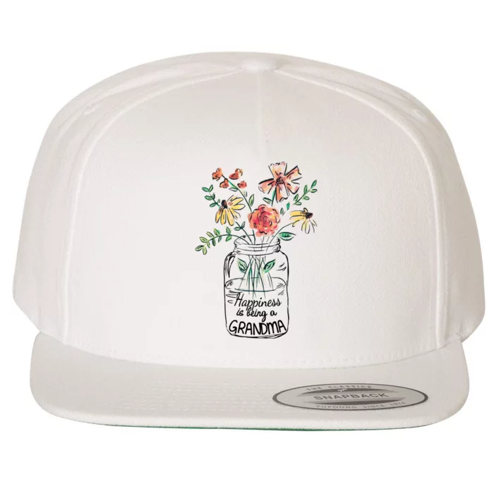 Happiness Is Being Grandma Life Flower Artgrandma Wool Snapback Cap