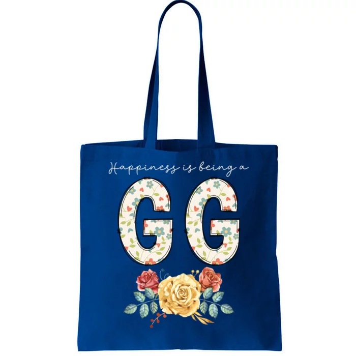 Happiness Is Being A Gg Floral Flower Grandma Gift Tote Bag