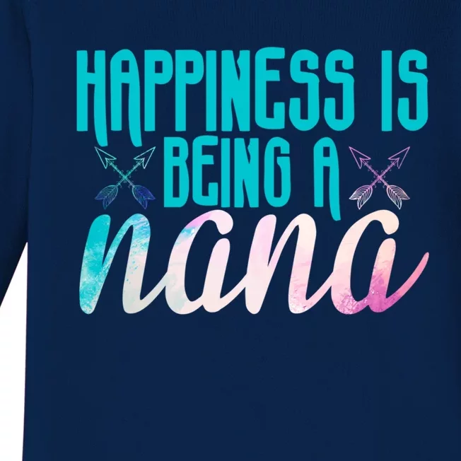 Happiness Is Being A Nana Grandma Cute Gift Baby Long Sleeve Bodysuit