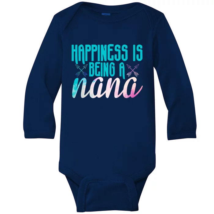 Happiness Is Being A Nana Grandma Cute Gift Baby Long Sleeve Bodysuit