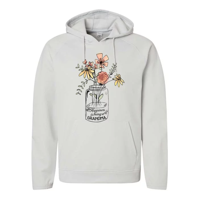 Happiness Is Being Grandma Life Flower Artgrandma Performance Fleece Hoodie