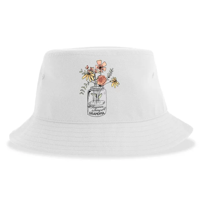 Happiness Is Being Grandma Life Flower Artgrandma Sustainable Bucket Hat