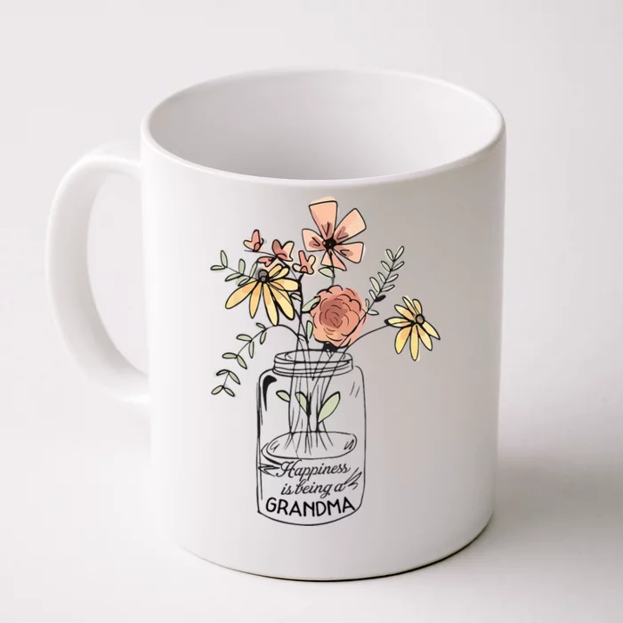 Happiness Is Being Grandma Life Flower Artgrandma Front & Back Coffee Mug