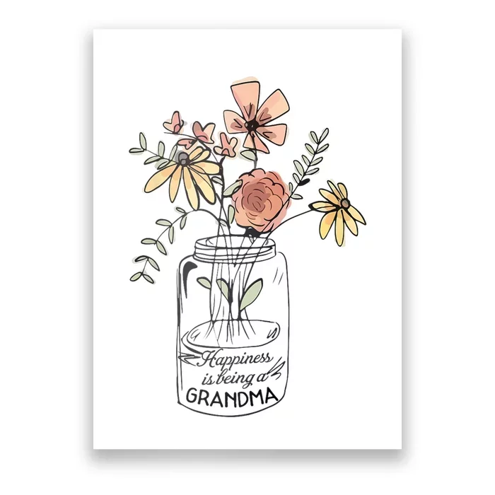 Happiness Is Being Grandma Life Flower Artgrandma Poster