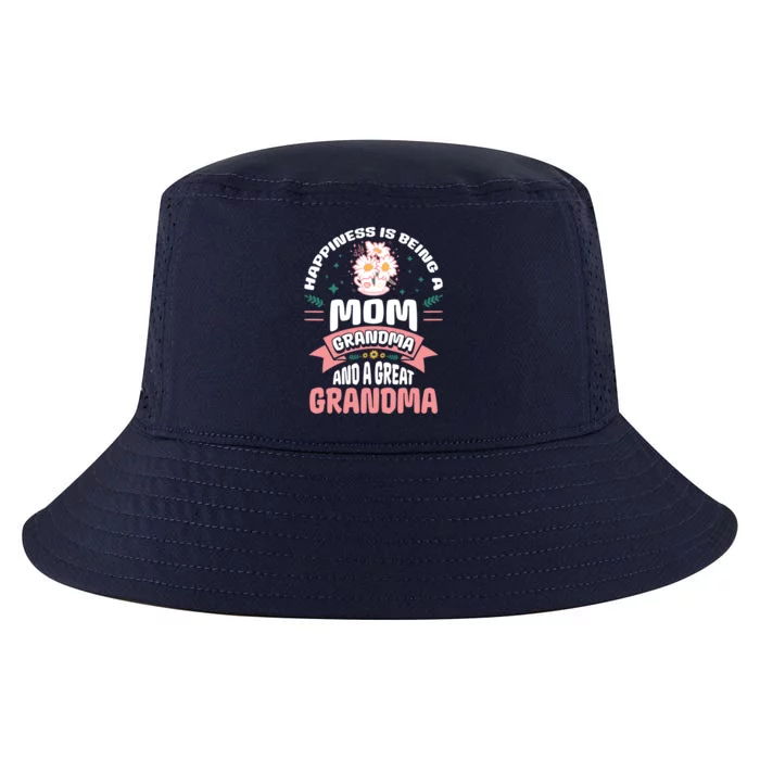 Happiness Is Being A Mom Grandma And Great Grandma Gigi Meaningful Gift Cool Comfort Performance Bucket Hat