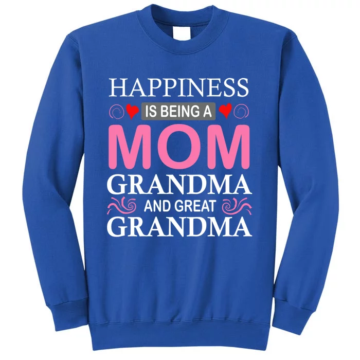 Happiness Is Being A Mom Grandma And Great Grandma Mother Funny Gift Sweatshirt