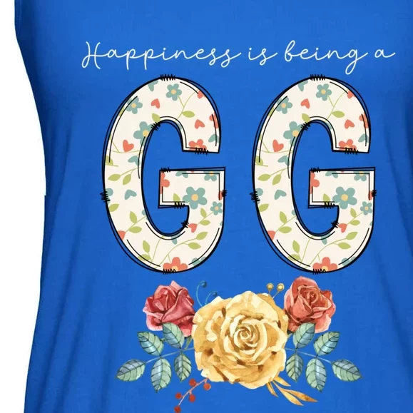 Happiness Is Being A Gg Floral Flower Grandma Gift Ladies Essential Flowy Tank