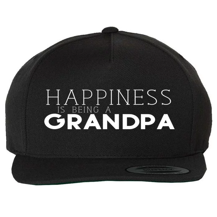 Happiness Is Being A Grandpa Papa Family Gift Wool Snapback Cap