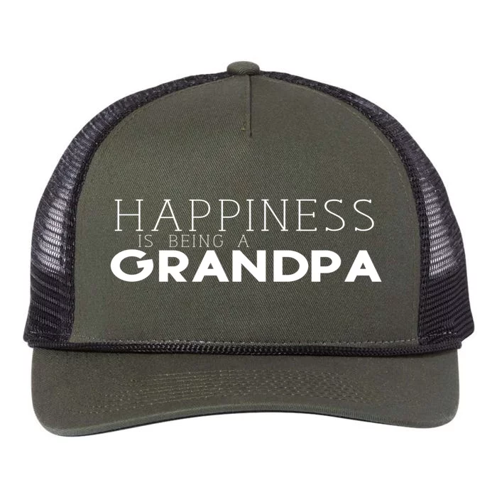 Happiness Is Being A Grandpa Papa Family Gift Retro Rope Trucker Hat Cap