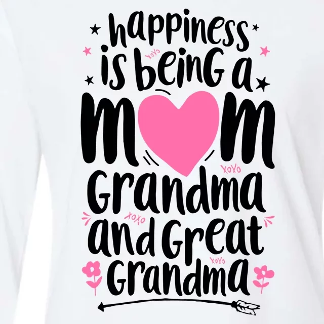 Happiness Is Being A Mom Grandma And Great Grandma Womens Cotton Relaxed Long Sleeve T-Shirt