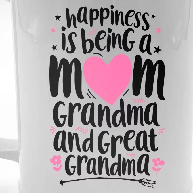 Happiness Is Being A Mom Grandma And Great Grandma Front & Back Beer Stein