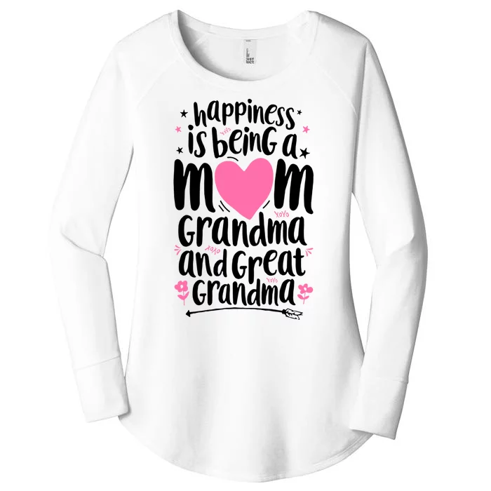 Happiness Is Being A Mom Grandma And Great Grandma Women's Perfect Tri Tunic Long Sleeve Shirt