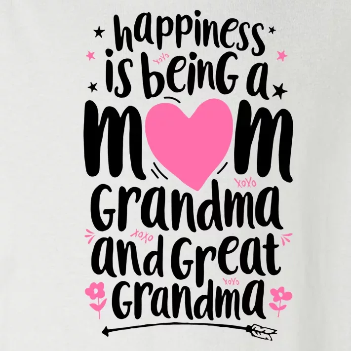 Happiness Is Being A Mom Grandma And Great Grandma Toddler Long Sleeve Shirt