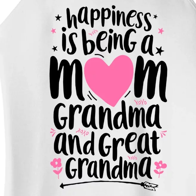 Happiness Is Being A Mom Grandma And Great Grandma Women’s Perfect Tri Rocker Tank