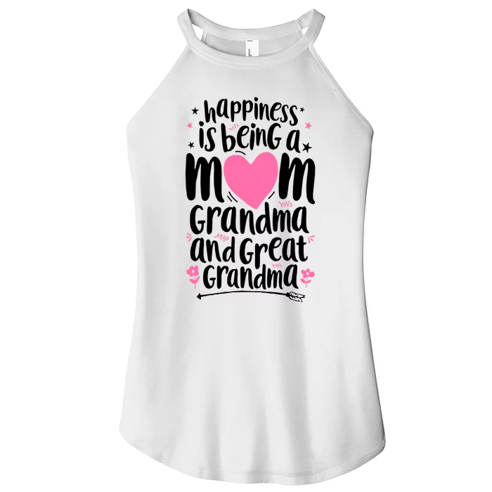 Happiness Is Being A Mom Grandma And Great Grandma Women’s Perfect Tri Rocker Tank