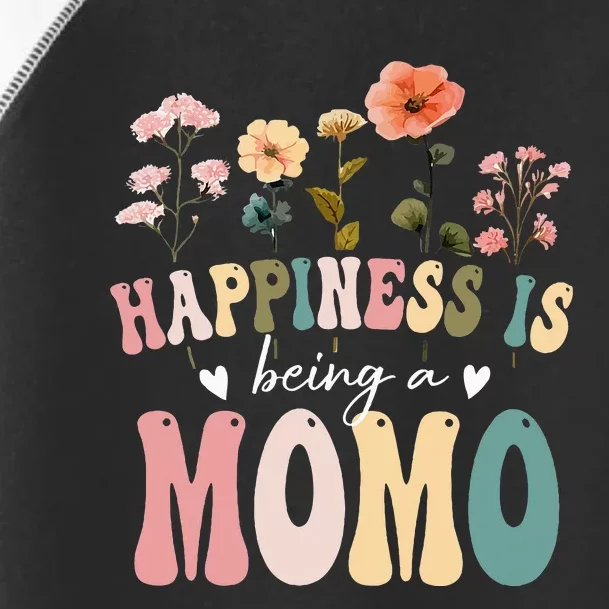 Happiness Is Being A Momo Floral Design Momo MotherS Day Toddler Fine Jersey T-Shirt