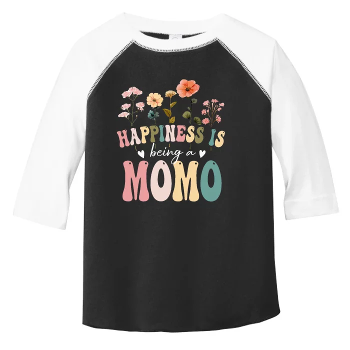 Happiness Is Being A Momo Floral Design Momo MotherS Day Toddler Fine Jersey T-Shirt