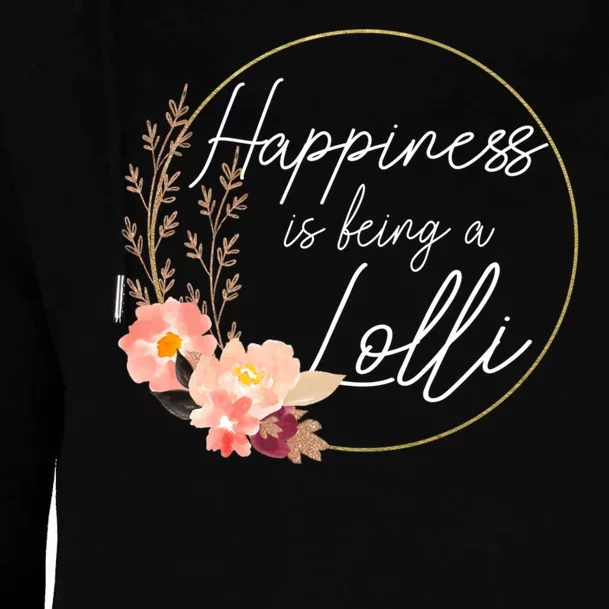 Happiness Is Being A Lolli Announcement Floral Mothers Day Womens Funnel Neck Pullover Hood