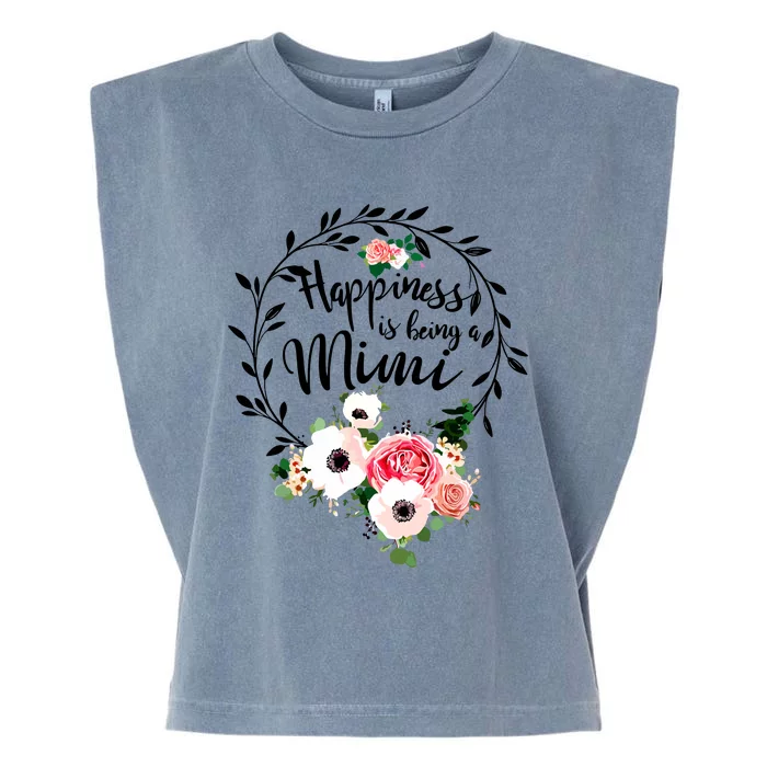 Happiness Is Being A Mimi Floral Decoration Garment-Dyed Women's Muscle Tee