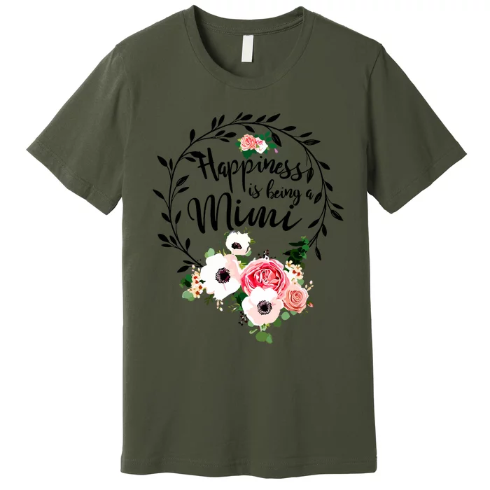 Happiness Is Being A Mimi Floral Decoration Premium T-Shirt