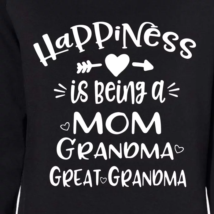 Happiness Is Being A Mom Grandma Great Grandma Long Sleeve Womens California Wash Sweatshirt