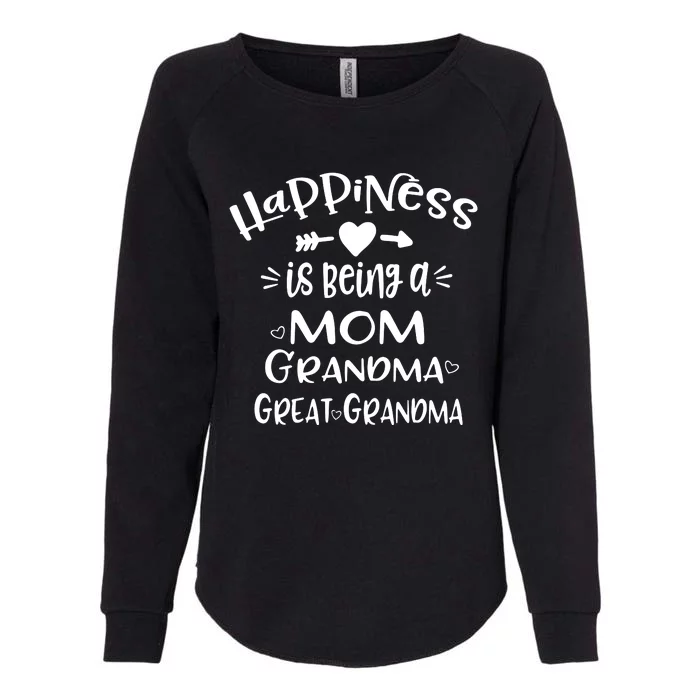 Happiness Is Being A Mom Grandma Great Grandma Long Sleeve Womens California Wash Sweatshirt