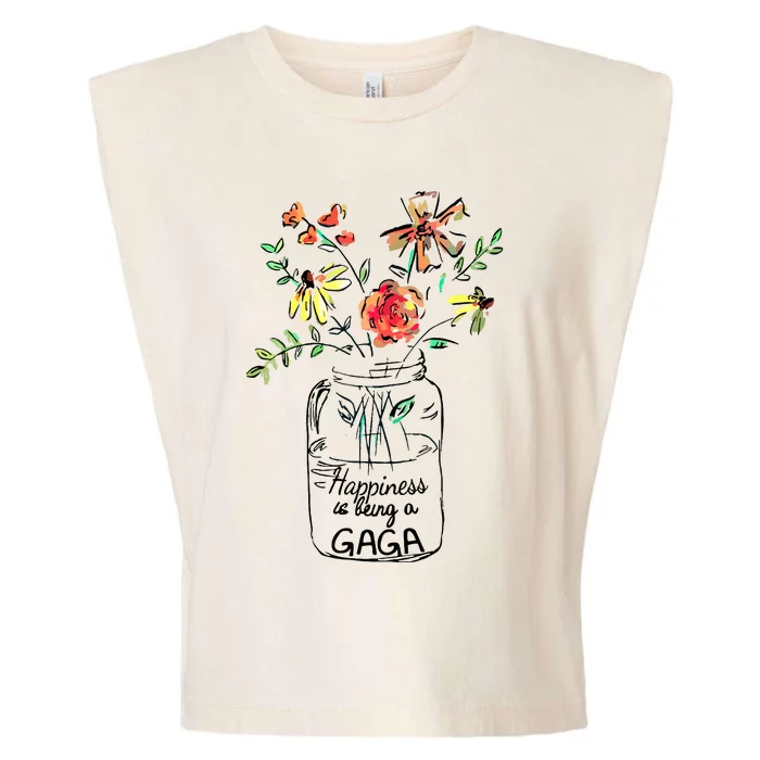 Happiness Is Being Gaga Life Flower Artgrandma Garment-Dyed Women's Muscle Tee